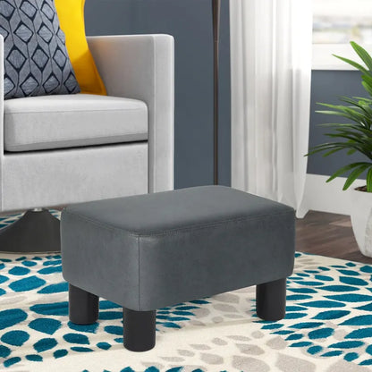 Petit repose-pieds ottoman rectangulaire moderne en cuir PU Adeco