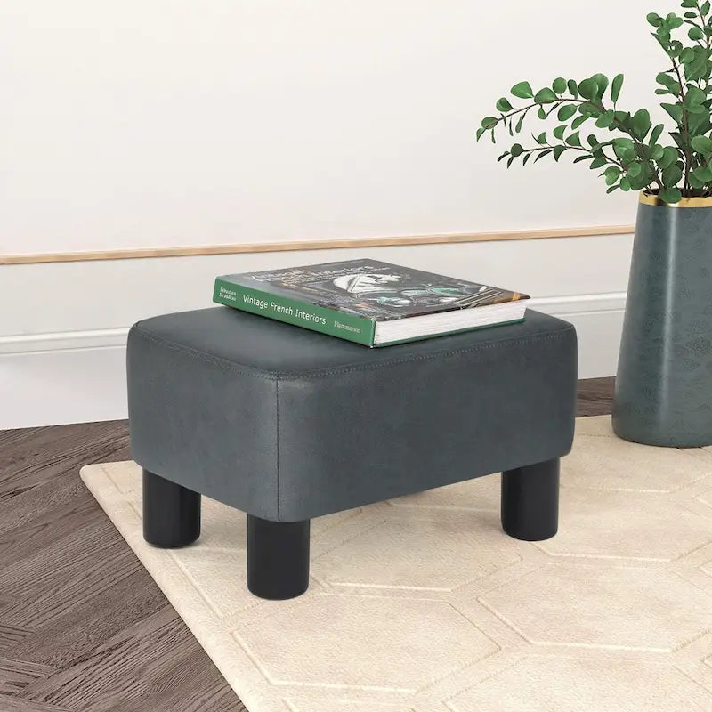 Petit repose-pieds ottoman rectangulaire moderne en cuir PU Adeco