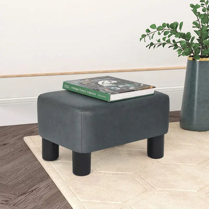 Petit repose-pieds ottoman rectangulaire moderne en cuir PU Adeco