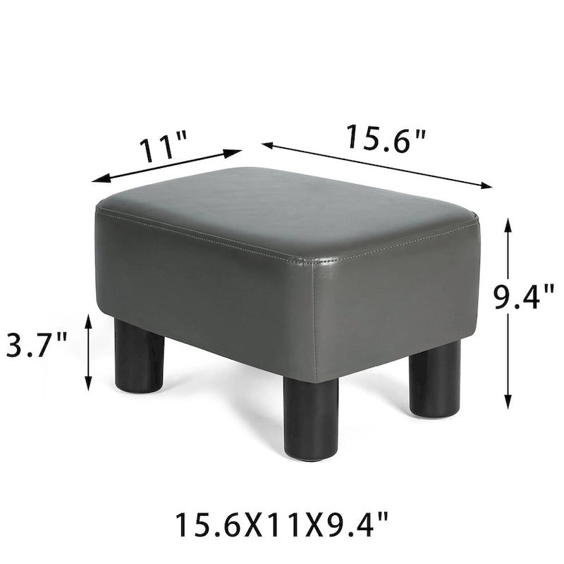 Petit repose-pieds ottoman rectangulaire moderne en cuir PU Adeco
