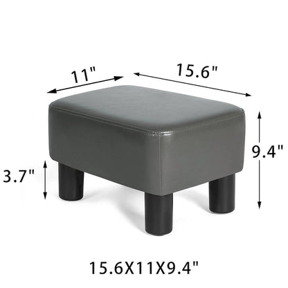 Petit repose-pieds ottoman rectangulaire moderne en cuir PU Adeco