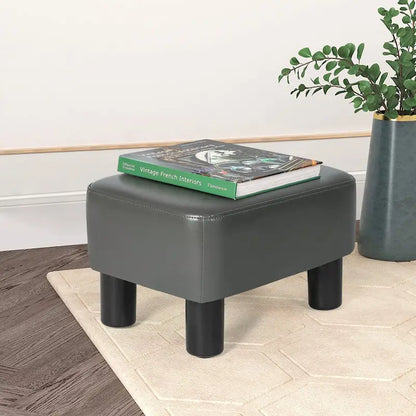 Petit repose-pieds ottoman rectangulaire moderne en cuir PU Adeco