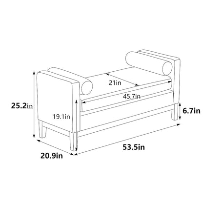 Banc de chambre moderne capitonné en boucle avec pieds en bois, banc d'entrée