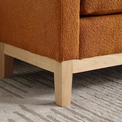 Banc de chambre moderne capitonné en boucle avec pieds en bois, banc d'entrée