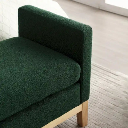 Banc de chambre moderne capitonné en boucle avec pieds en bois, banc d'entrée