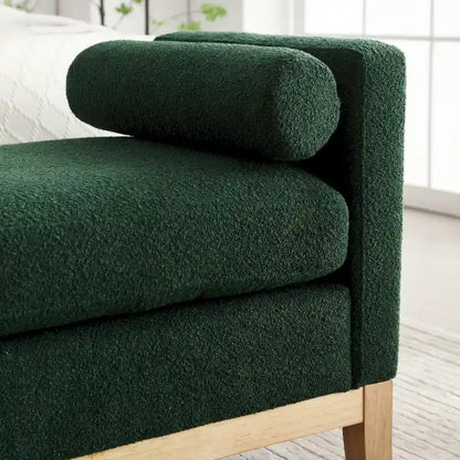 Banc de chambre moderne capitonné en boucle avec pieds en bois, banc d'entrée