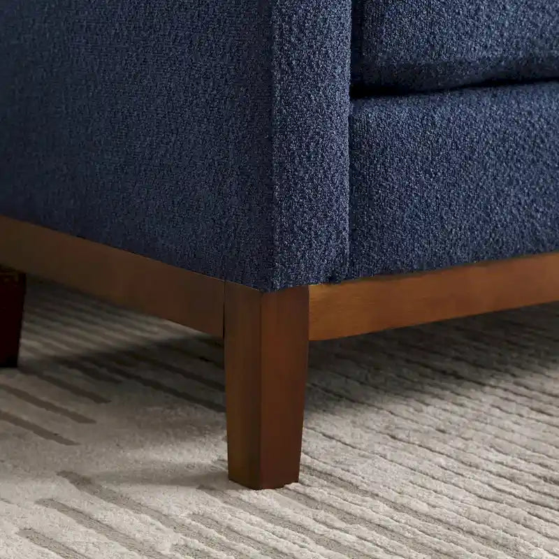 Banc de chambre moderne capitonné en boucle avec pieds en bois, banc d'entrée