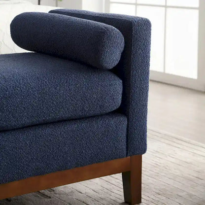 Banc de chambre moderne capitonné en boucle avec pieds en bois, banc d'entrée
