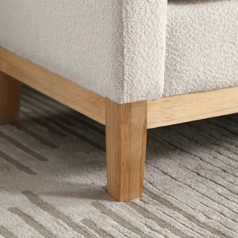 Banc de chambre moderne capitonné en boucle avec pieds en bois, banc d'entrée