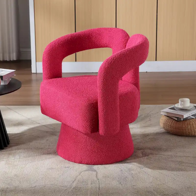 Fauteuils d'appoint HOMEFUN en tissu bouclé, pivotants à 360 degrés, style tonneau confortable