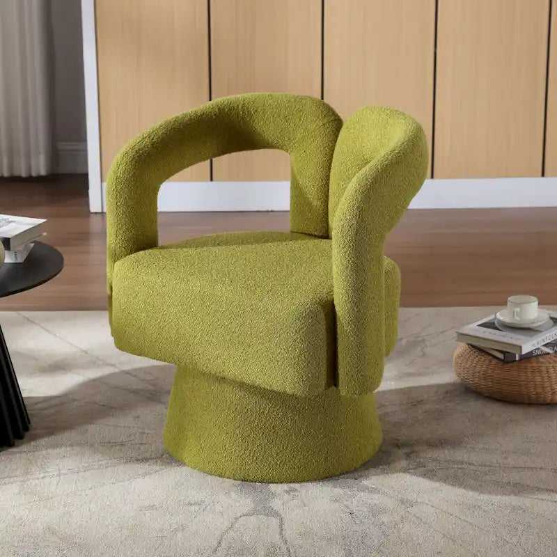 Fauteuils d'appoint HOMEFUN en tissu bouclé, pivotants à 360 degrés, style tonneau confortable