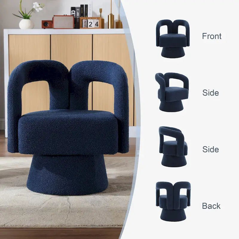 Fauteuils d'appoint HOMEFUN en tissu bouclé, pivotants à 360 degrés, style tonneau confortable
