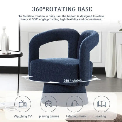 Fauteuils d'appoint HOMEFUN en tissu bouclé, pivotants à 360 degrés, style tonneau confortable