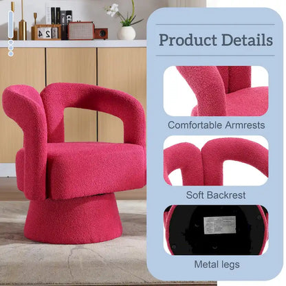 Fauteuils d'appoint HOMEFUN en tissu bouclé, pivotants à 360 degrés, style tonneau confortable