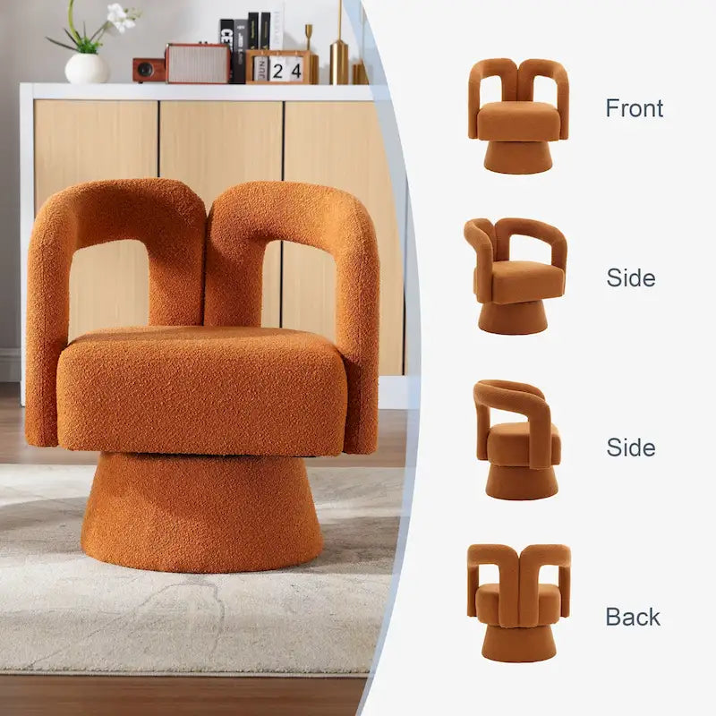 Fauteuils d'appoint HOMEFUN en tissu bouclé, pivotants à 360 degrés, style tonneau confortable