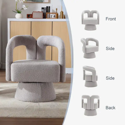 Fauteuils d'appoint HOMEFUN en tissu bouclé, pivotants à 360 degrés, style tonneau confortable