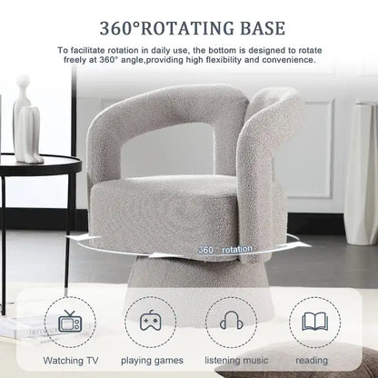 Fauteuils d'appoint HOMEFUN en tissu bouclé, pivotants à 360 degrés, style tonneau confortable