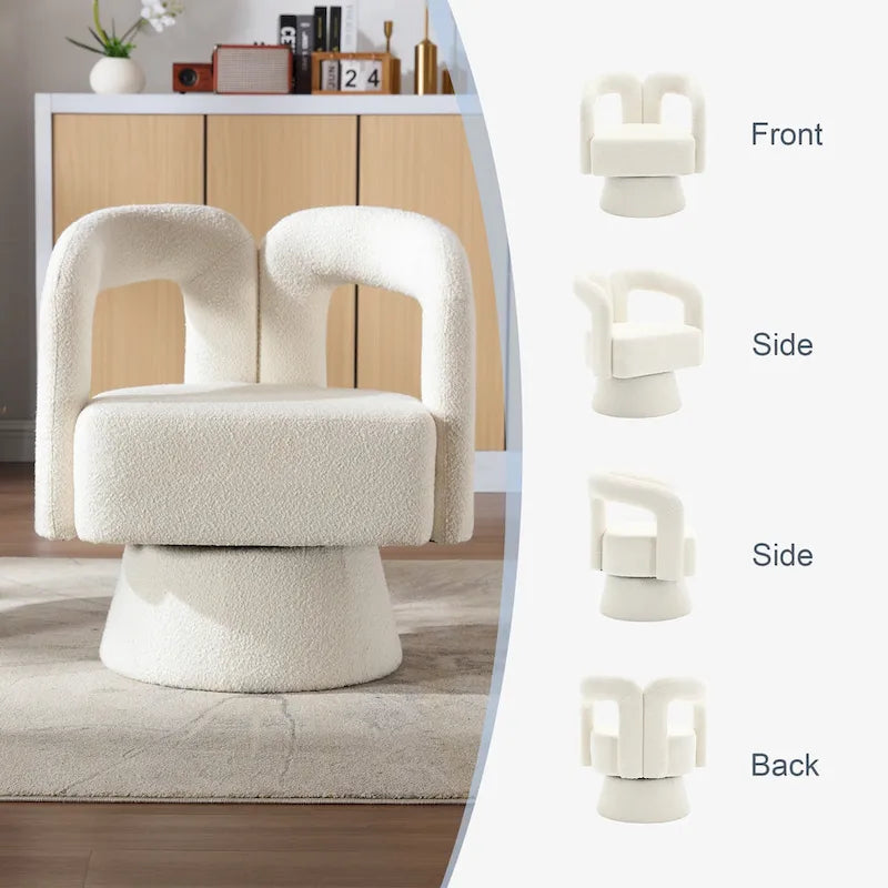 Fauteuils d'appoint HOMEFUN en tissu bouclé, pivotants à 360 degrés, style tonneau confortable