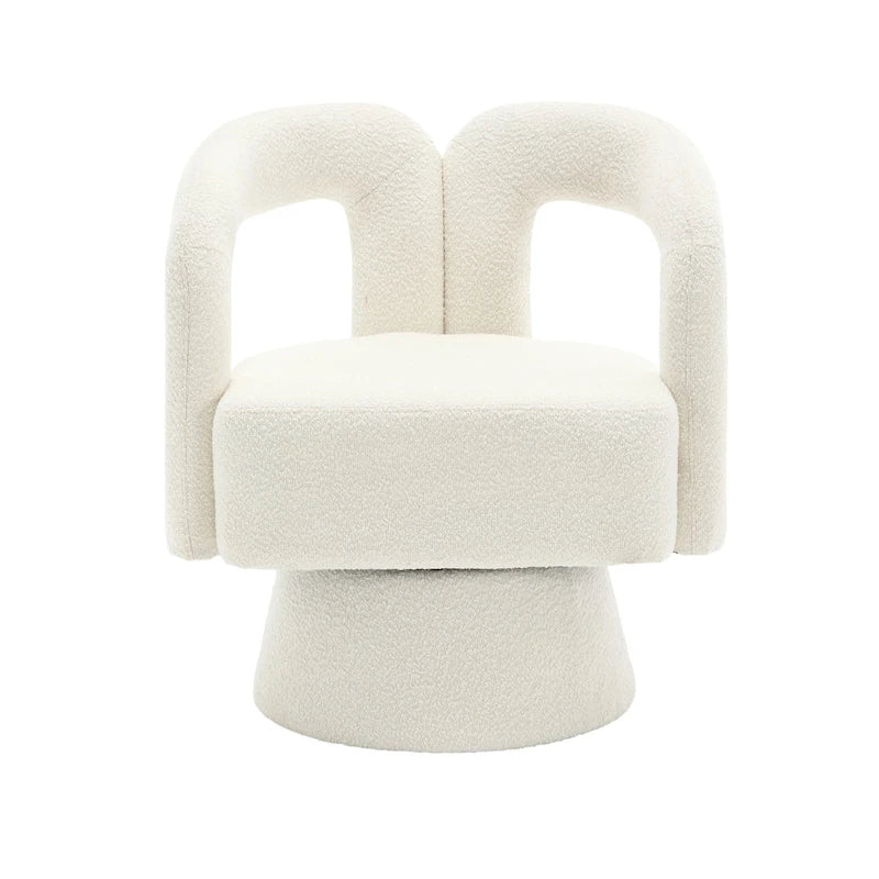 Fauteuils d'appoint HOMEFUN en tissu bouclé, pivotants à 360 degrés, style tonneau confortable
