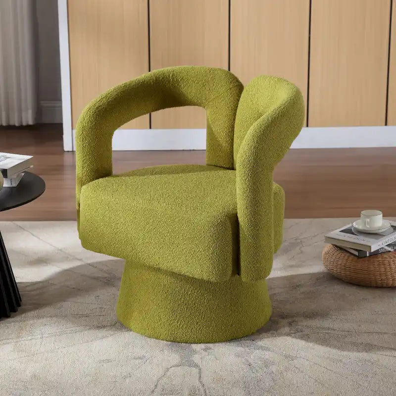 Fauteuils d'appoint HOMEFUN en tissu bouclé, pivotants à 360 degrés, style tonneau confortable