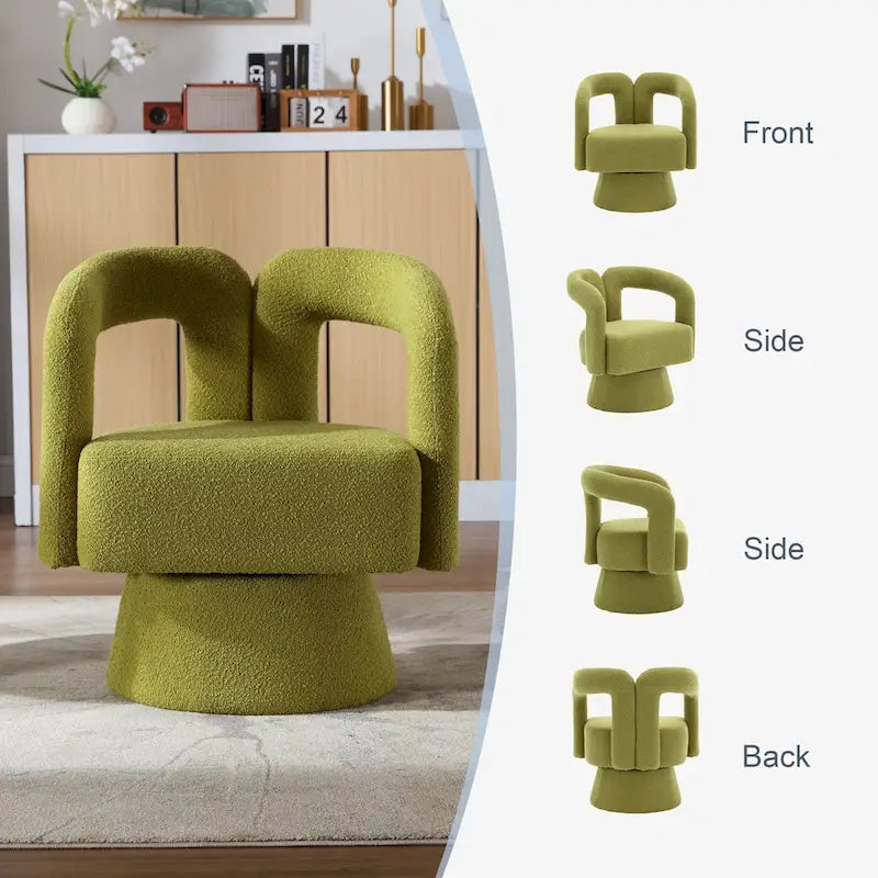 Fauteuils d'appoint HOMEFUN en tissu bouclé, pivotants à 360 degrés, style tonneau confortable