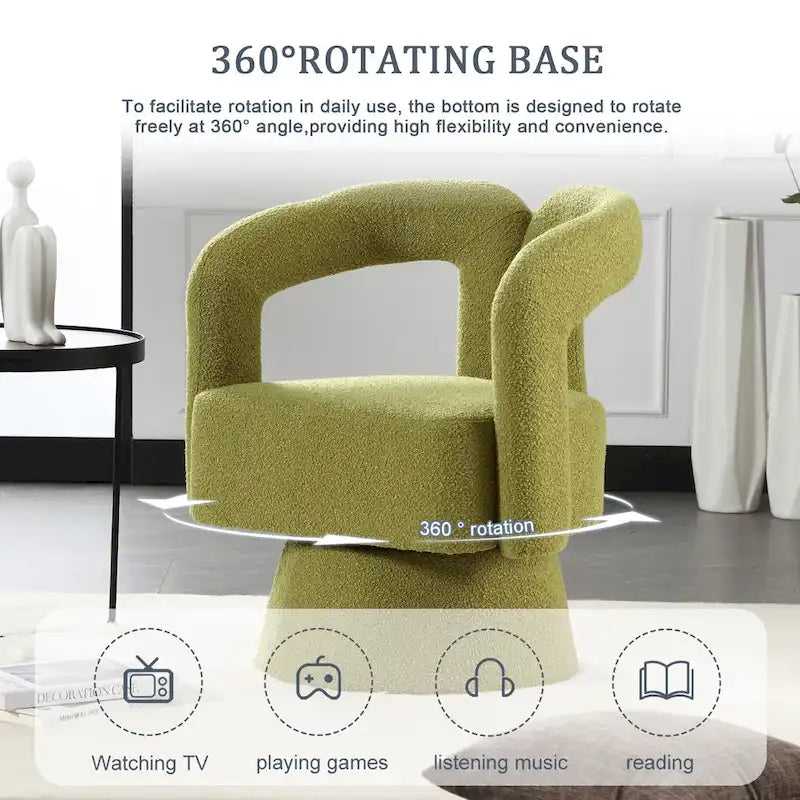Fauteuils d'appoint HOMEFUN en tissu bouclé, pivotants à 360 degrés, style tonneau confortable