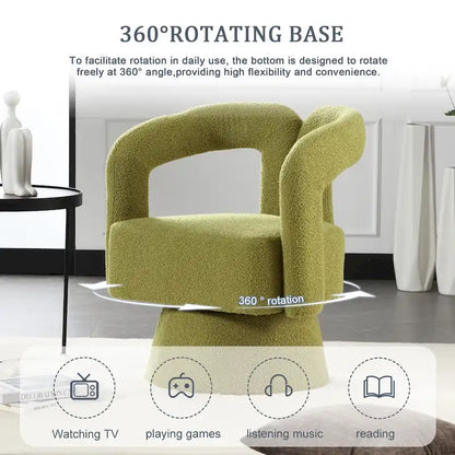 Fauteuils d'appoint HOMEFUN en tissu bouclé, pivotants à 360 degrés, style tonneau confortable