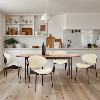 Ensemble de 4 chaises de salle à manger Art Leon style milieu du siècle en bois et similicuir