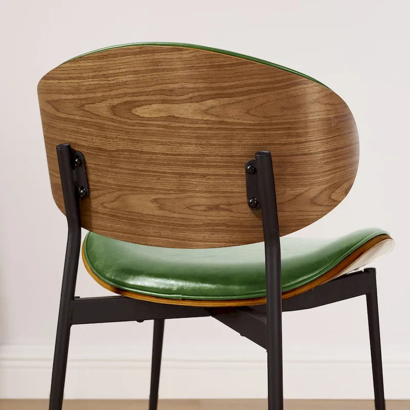 Ensemble de 4 chaises de salle à manger Art Leon style milieu du siècle en bois et similicuir