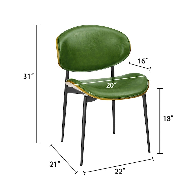 Ensemble de 4 chaises de salle à manger Art Leon style milieu du siècle en bois et similicuir