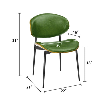 Ensemble de 4 chaises de salle à manger Art Leon style milieu du siècle en bois et similicuir