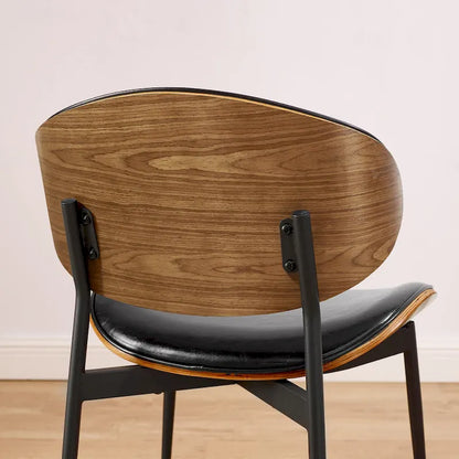 Ensemble de 4 chaises de salle à manger Art Leon style milieu du siècle en bois et similicuir