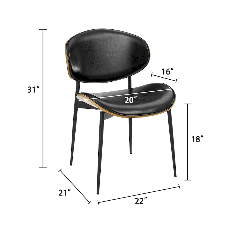 Ensemble de 4 chaises de salle à manger Art Leon style milieu du siècle en bois et similicuir