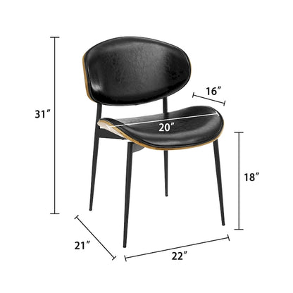 Ensemble de 4 chaises de salle à manger Art Leon style milieu du siècle en bois et similicuir