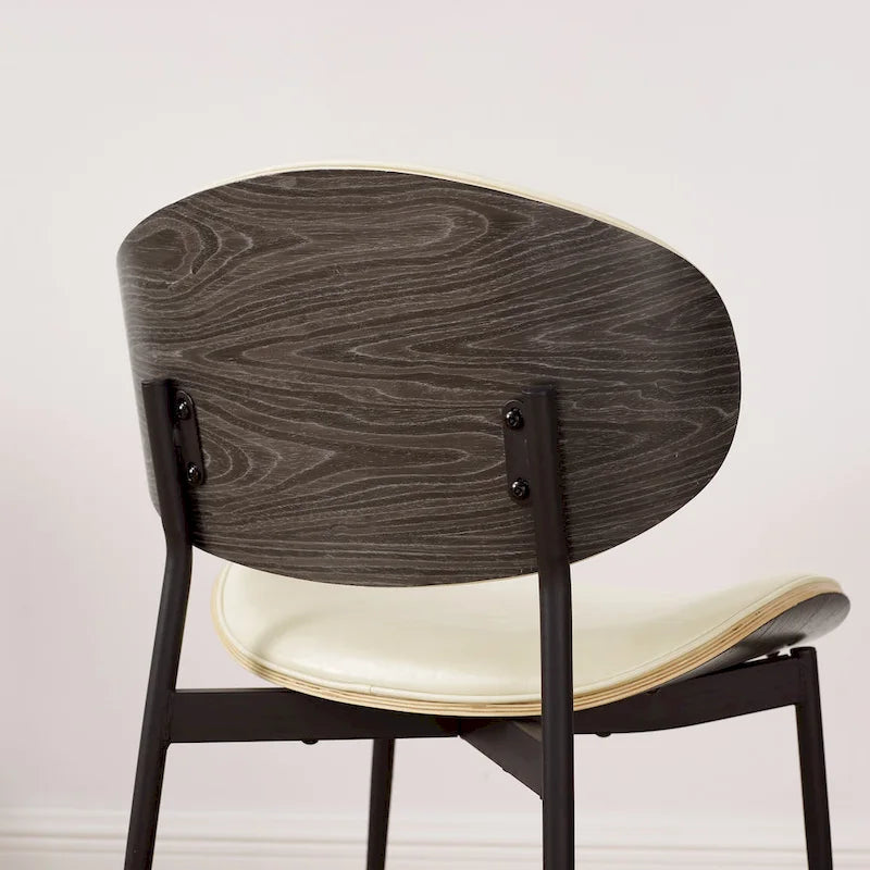 Ensemble de 4 chaises de salle à manger Art Leon style milieu du siècle en bois et similicuir