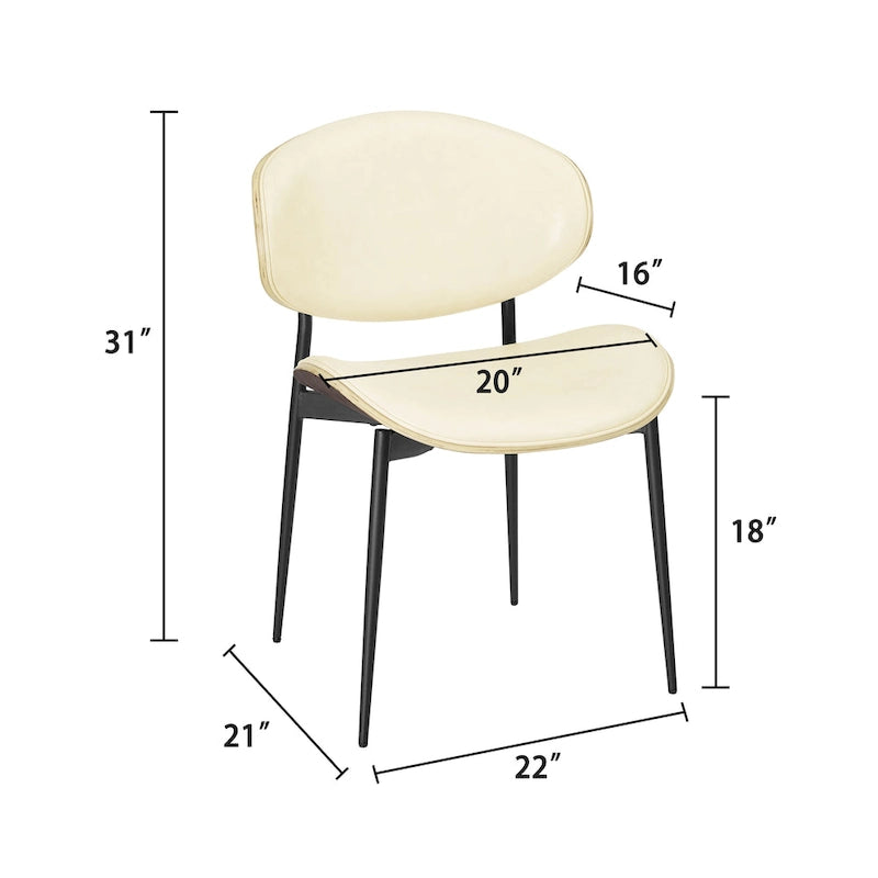 Ensemble de 4 chaises de salle à manger Art Leon style milieu du siècle en bois et similicuir
