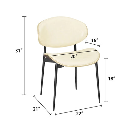 Ensemble de 4 chaises de salle à manger Art Leon style milieu du siècle en bois et similicuir