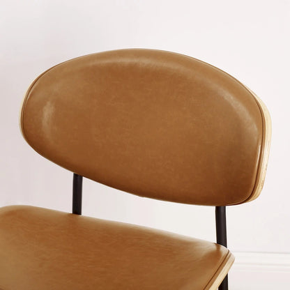 Ensemble de 4 chaises de salle à manger Art Leon style milieu du siècle en bois et similicuir