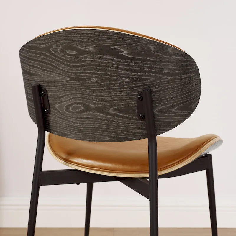 Ensemble de 4 chaises de salle à manger Art Leon style milieu du siècle en bois et similicuir