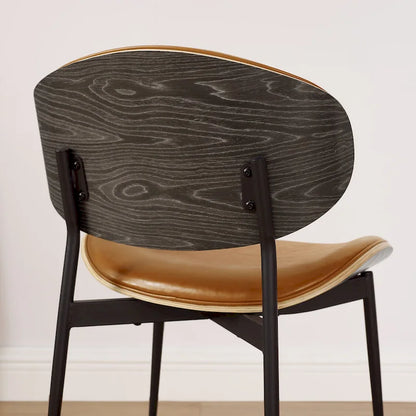 Ensemble de 4 chaises de salle à manger Art Leon style milieu du siècle en bois et similicuir