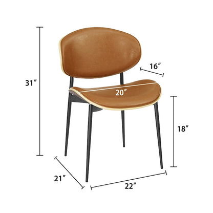 Ensemble de 4 chaises de salle à manger Art Leon style milieu du siècle en bois et similicuir