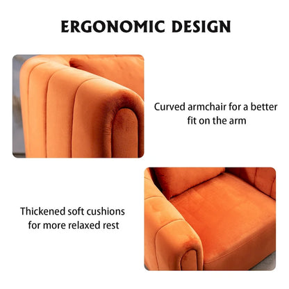 Fauteuil rond pivotant à 360° en velours surdimensionné Ebello, confortable et doté d'un coussin moelleux, idéal pour le salon ou la chambre.