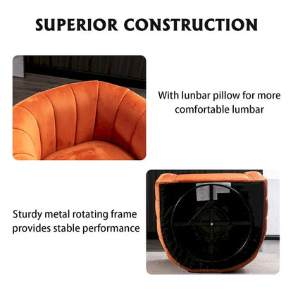 Fauteuil rond pivotant à 360° en velours surdimensionné Ebello, confortable et doté d'un coussin moelleux, idéal pour le salon ou la chambre.