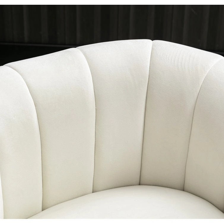 Fauteuil rond pivotant à 360° en velours surdimensionné Ebello, confortable et doté d'un coussin moelleux, idéal pour le salon ou la chambre.