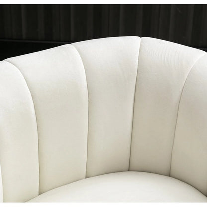 Fauteuil rond pivotant à 360° en velours surdimensionné Ebello, confortable et doté d'un coussin moelleux, idéal pour le salon ou la chambre.