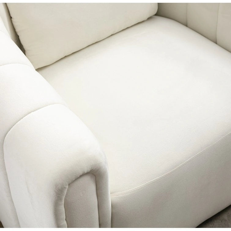Fauteuil rond pivotant à 360° en velours surdimensionné Ebello, confortable et doté d'un coussin moelleux, idéal pour le salon ou la chambre.