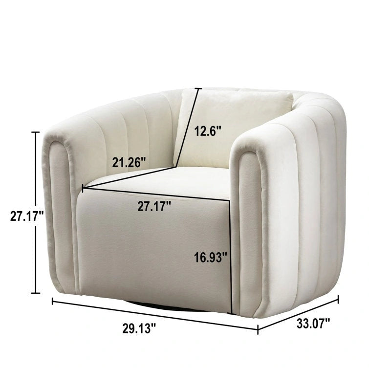 Fauteuil rond pivotant à 360° en velours surdimensionné Ebello, confortable et doté d'un coussin moelleux, idéal pour le salon ou la chambre.