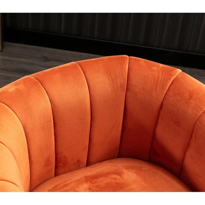 Fauteuil rond pivotant à 360° en velours surdimensionné Ebello, confortable et doté d'un coussin moelleux, idéal pour le salon ou la chambre.