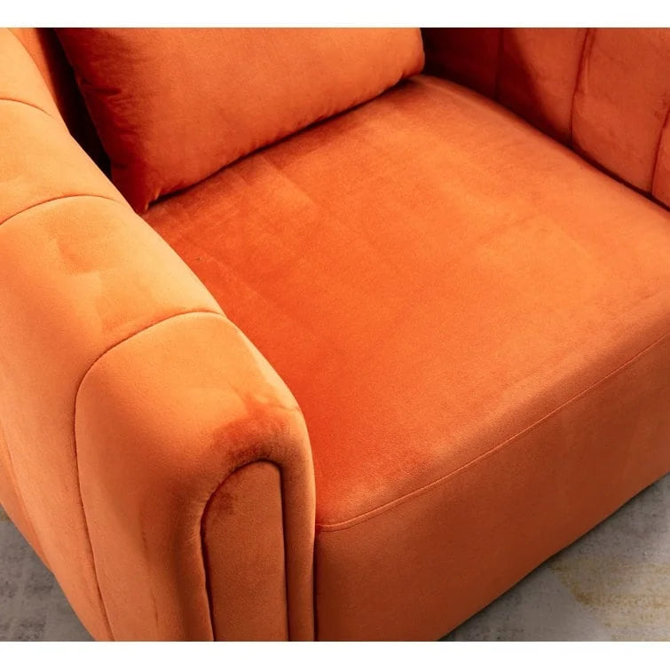 Fauteuil rond pivotant à 360° en velours surdimensionné Ebello, confortable et doté d'un coussin moelleux, idéal pour le salon ou la chambre.