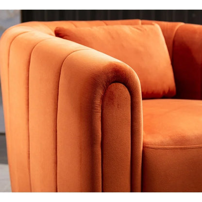Fauteuil rond pivotant à 360° en velours surdimensionné Ebello, confortable et doté d'un coussin moelleux, idéal pour le salon ou la chambre.